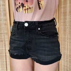 Forever 21 Black High-Rise Denim Short Shorts